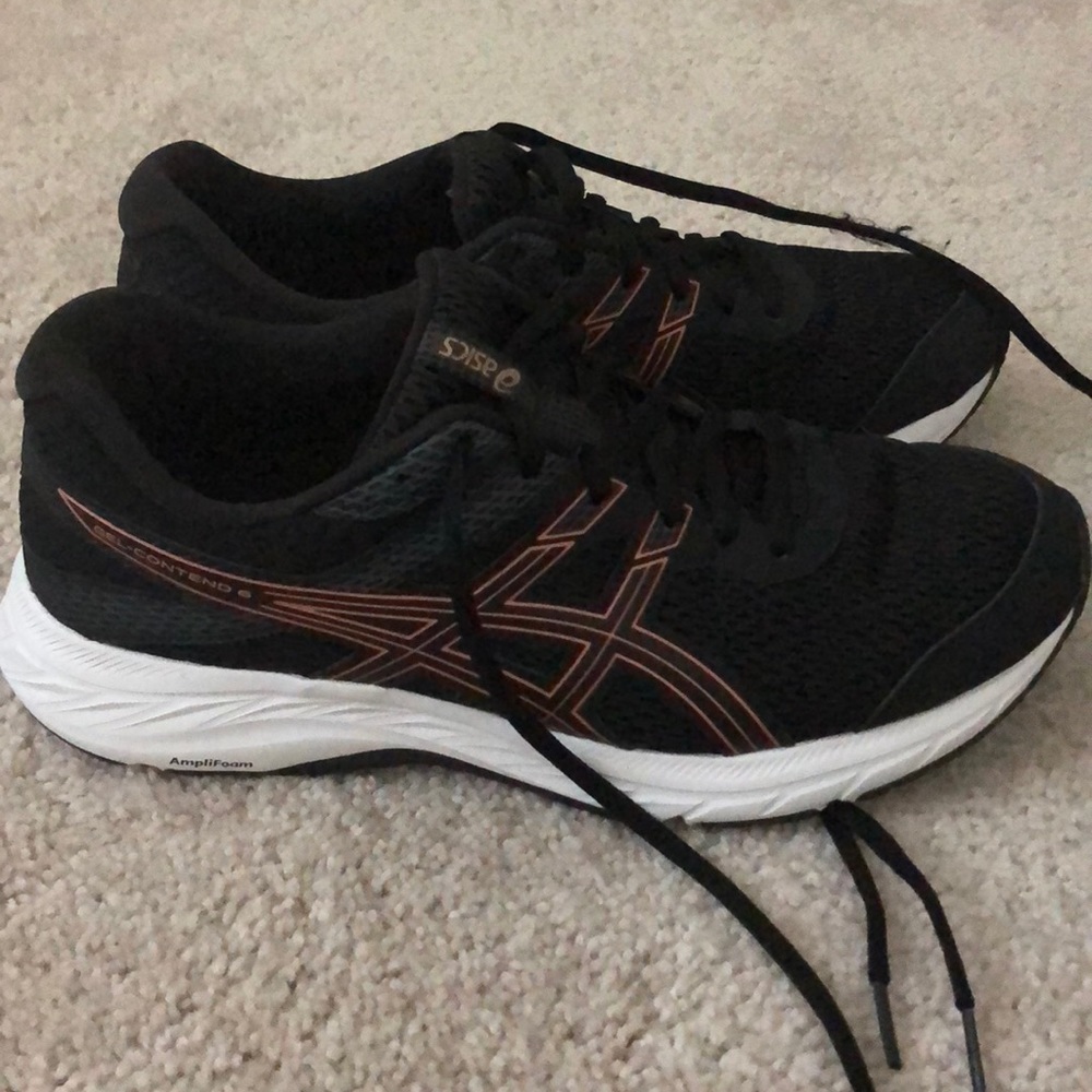 ASICS Walk/Run Rose Gold-Black Tennis Shoes